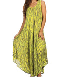 Sakkas Kara Long Draped Sleeveless Marbled Caftan Dress / Cover Up#color_PineAppleYellow