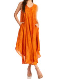Sakkas Kara Long Draped Sleeveless Marbled Caftan Dress / Cover Up#color_Salmon 