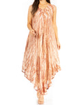 Sakkas Kara Long Draped Sleeveless Marbled Caftan Dress / Cover Up#color_Sand