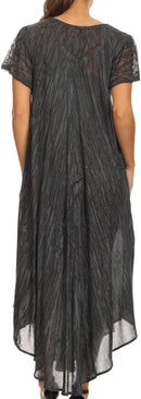 Sakkas Faye Cap Sleeved Rayon Caftan Cover Up Dress