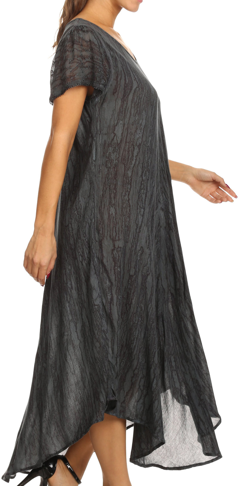 Sakkas Faye Cap Sleeved Rayon Caftan Cover Up Dress