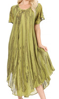 Sakkas Faye Cap Sleeved Rayon Caftan Cover Up Dress#color_Green