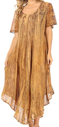 Sakkas Faye Cap Sleeved Rayon Caftan Cover Up Dress#color_Natural