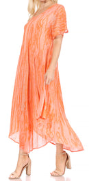 Sakkas Faye Cap Sleeved Rayon Caftan Cover Up Dress