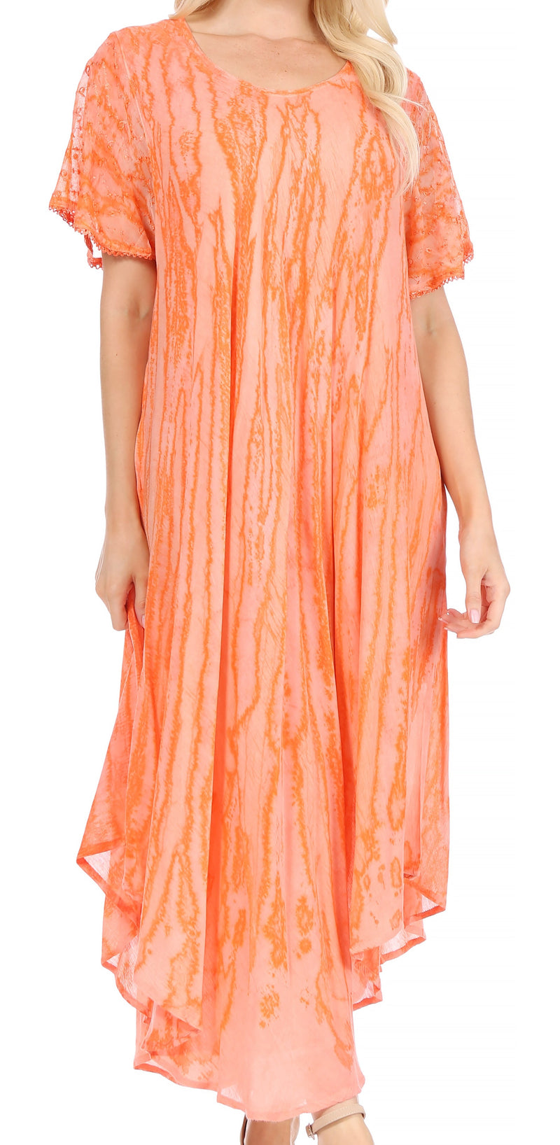 Sakkas Faye Cap Sleeved Rayon Caftan Cover Up Dress