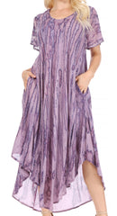 Sakkas Faye Cap Sleeved Rayon Caftan Cover Up Dress