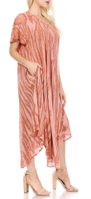 Sakkas Faye Cap Sleeved Rayon Caftan Cover Up Dress