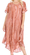Sakkas Faye Cap Sleeved Rayon Caftan Cover Up Dress#color_Violet