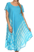 Sakkas Lively Tie Dye Cap Sleeve Caftan Dress / Cover Up#color_BabyBlue