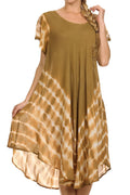 Sakkas Lively Tie Dye Cap Sleeve Caftan Dress / Cover Up#color_Olive