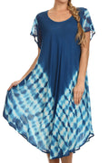 Sakkas Lively Tie Dye Cap Sleeve Caftan Dress / Cover Up#color_RoyalBlue