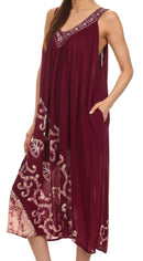 Sakkas Addilyn Embroidered Tank Top Split Neck Dress / Cover Up