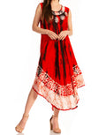 Sakkas Alexis Embroidered Long Sleeveless Floral Caftan Dress / Cover Up#color_BurntOrange