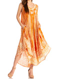 Sakkas Alexis Embroidered Long Sleeveless Floral Caftan Dress / Cover Up#color_Copper