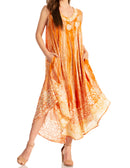 Sakkas Alexis Embroidered Long Sleeveless Floral Caftan Dress / Cover Up