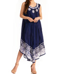 Sakkas Alexis Embroidered Long Sleeveless Floral Caftan Dress / Cover Up#color_DarkBlue