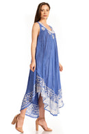 Sakkas Alexis Embroidered Long Sleeveless Floral Caftan Dress / Cover Up