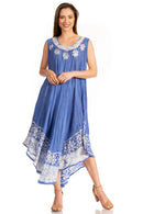 Sakkas Alexis Embroidered Long Sleeveless Floral Caftan Dress / Cover Up