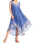 Sakkas Alexis Embroidered Long Sleeveless Floral Caftan Dress / Cover Up#color_DenimBlue