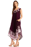 Sakkas Alexis Embroidered Long Sleeveless Floral Caftan Dress / Cover Up
