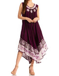 Sakkas Alexis Embroidered Long Sleeveless Floral Caftan Dress / Cover Up#color_DarkPurple