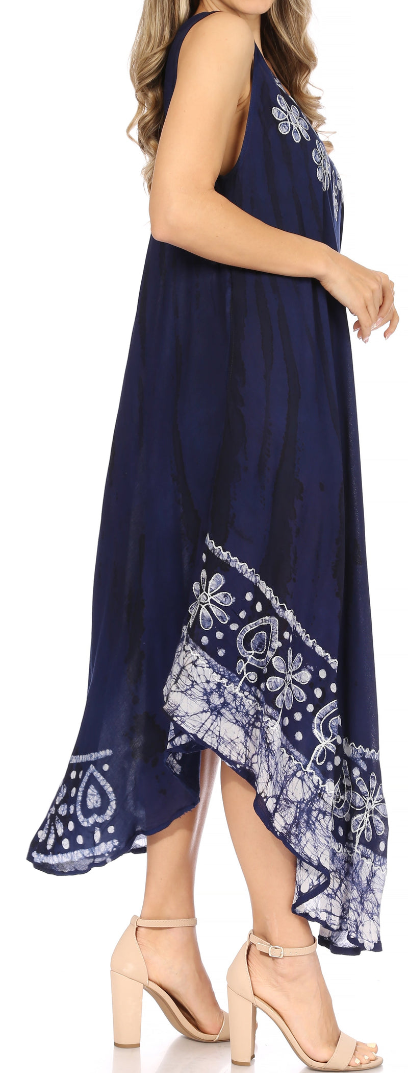 Sakkas Alexis Embroidered Long Sleeveless Floral Caftan Dress / Cover Up