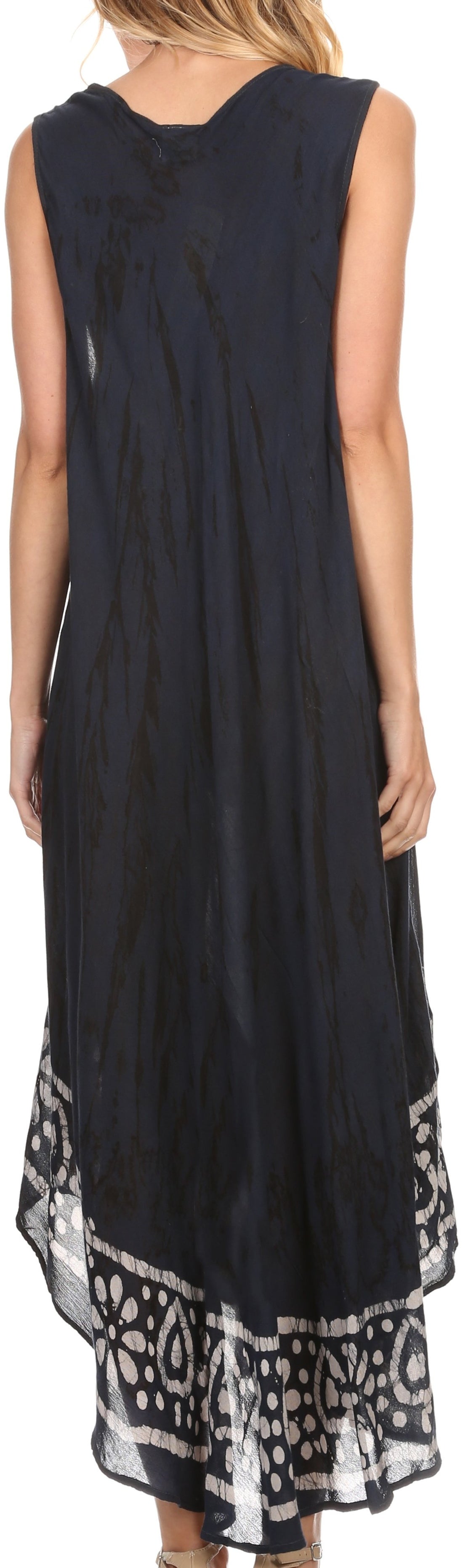 Sakkas Alexis Embroidered Long Sleeveless Floral Caftan Dress - Beach Cover Up