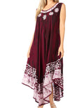 Sakkas Alexis Embroidered Long Sleeveless Floral Caftan Dress / Cover Up#color_Plum