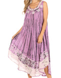 Sakkas Alexis Embroidered Long Sleeveless Floral Caftan Dress / Cover Up#color_Purple