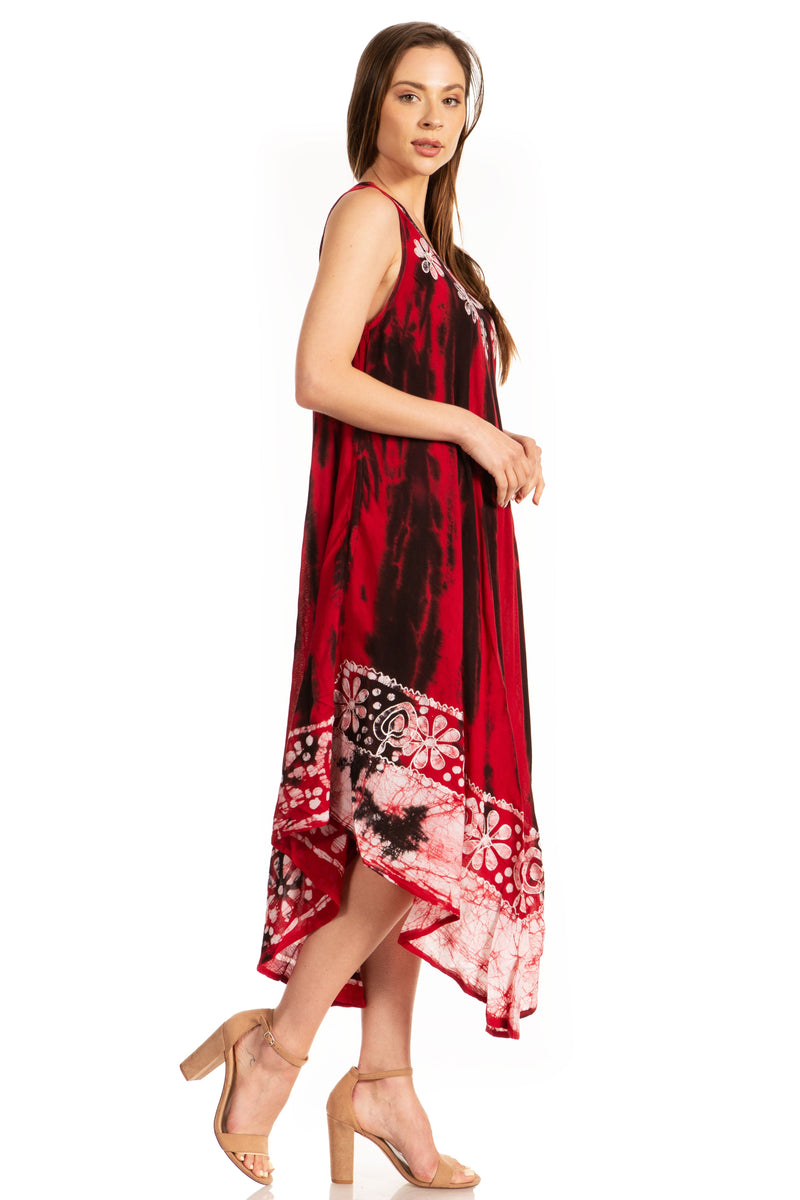Sakkas Alexis Embroidered Long Sleeveless Floral Caftan Dress / Cover Up