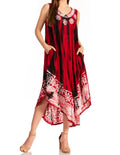 Sakkas Alexis Embroidered Long Sleeveless Floral Caftan Dress / Cover Up#color_Red