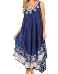 Sakkas Alexis Embroidered Long Sleeveless Floral Caftan Dress / Cover Up#color_RoyalBlue
