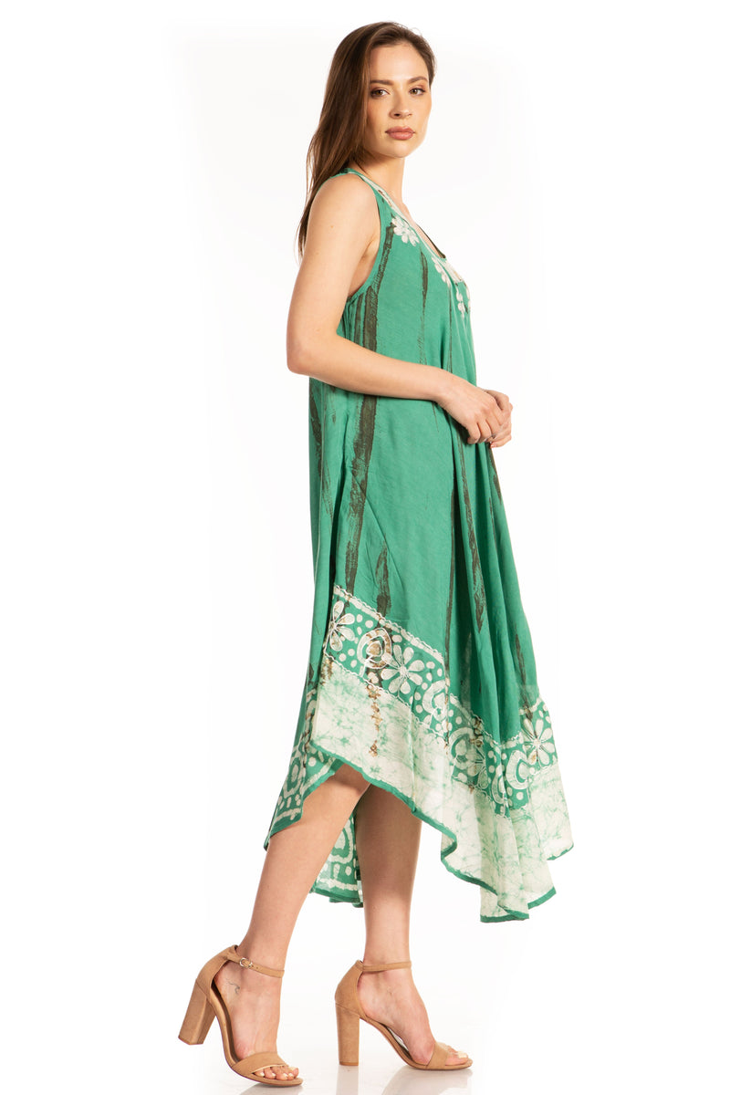 Sakkas Alexis Embroidered Long Sleeveless Floral Caftan Dress / Cover Up