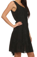 Sakkas Sudha Stonewash Embroidery Mid Length Adjustable dress