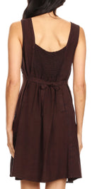 Sakkas Sudha Stonewash Embroidery Mid Length Adjustable dress