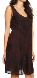 Sakkas Sudha Stonewash Embroidery Mid Length Adjustable dress