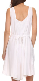 Sakkas Sudha Stonewash Embroidery Mid Length Adjustable dress