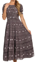 Sakkas Aiden Crepe Peasant Gypsy Boho Long Tie Dye Dress#color_DustyPurple