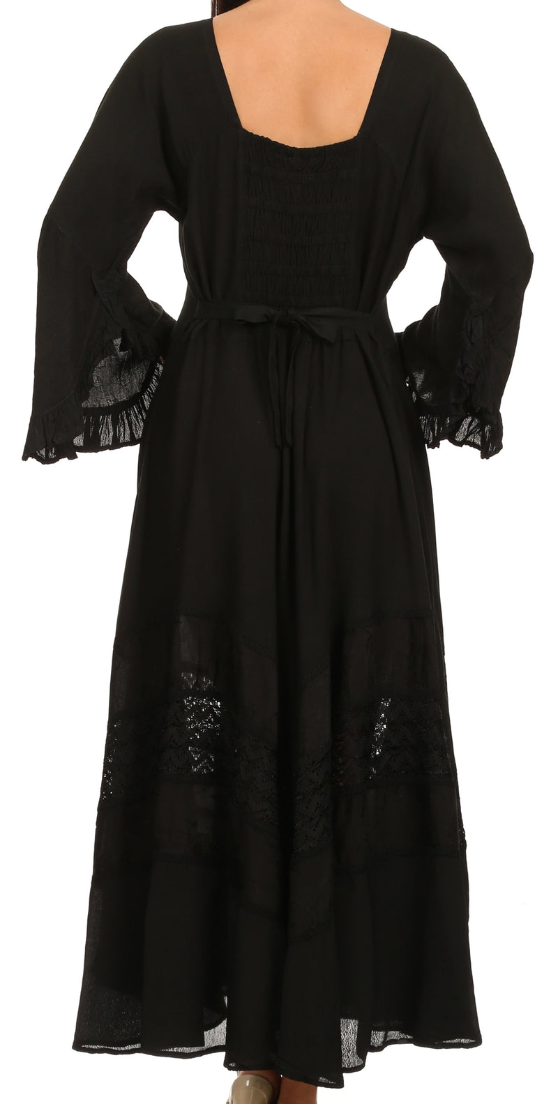 Sakkas Mirabel Stonewashed Corset Style Floral Emboridery Kimono Sleeve Dress - Red - L/XL Sakkas Mirabel Stonewashed Corset Style Floral Emboridery Kimono Sleeve Dress - Red - L/XL