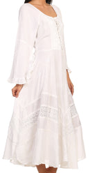 Sakkas Mirabel Stonewashed Corset Style Floral Emboridery Kimono Sleeve Dress