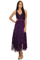 Sakkas Jammeh Stonewashed Embroidery Rayon Adjustable Spaghetti Straps Dress