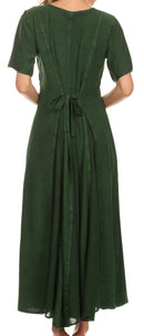 Sakkas Hailey Cap Sleeve Caftan Long Embroidered Stonewashed Dress