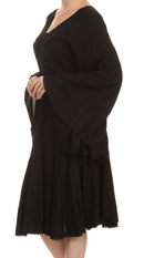 Sakkas Addyson Drop Neck Long Sleeve Embroidered Boho Dress