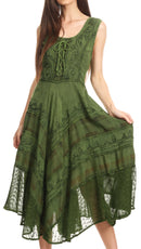 Sakkas Azalea Stonewashed Rayon Embroidery Corset Style Dress