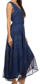 Sakkas Azalea Stonewashed Rayon Embroidery Corset Style Dress