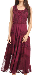 Sakkas Azalea Stonewashed Rayon Embroidery Corset Style Dress#color_Orchid