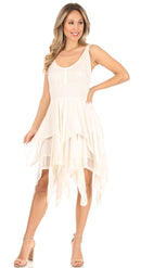 Sakkas Samsa Women's Sleeveless Casual Boho Flared Pixi Stonewashed Midi Dress