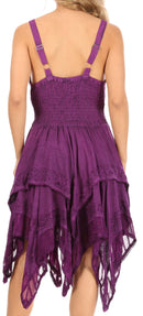 Sakkas Samsa Women's Sleeveless Casual Boho Flared Pixi Stonewashed Midi Dress