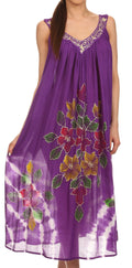 Sakkas Kira Embroidered Relaxed Fit with Pockets Tank Dress / Cover Up#color_Purple