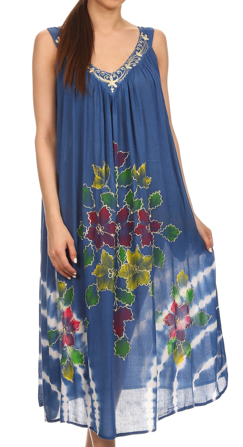 Sakkas Kira Embroidered Relaxed Fit with Pockets Tank Dress / Cover Up